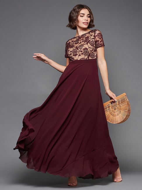 Megan Velvet Maroon Gown – GlamEdge Dress & Gown
