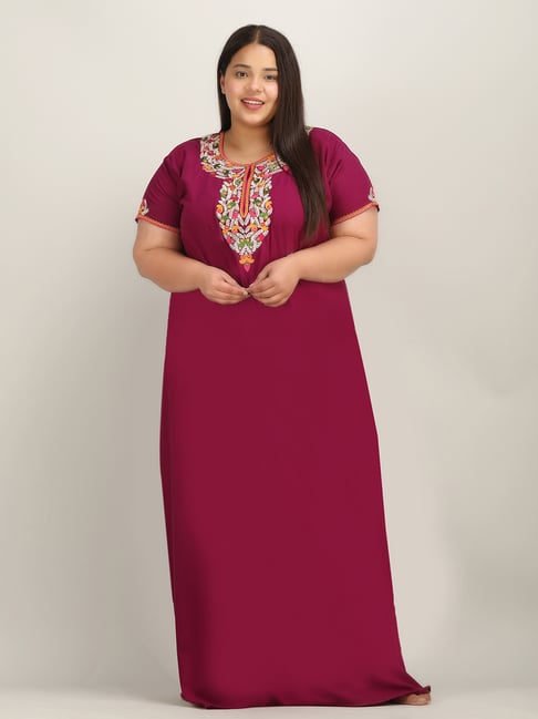 KOI SLEEPWEAR Pink Embroidered Night Gown-picture-36