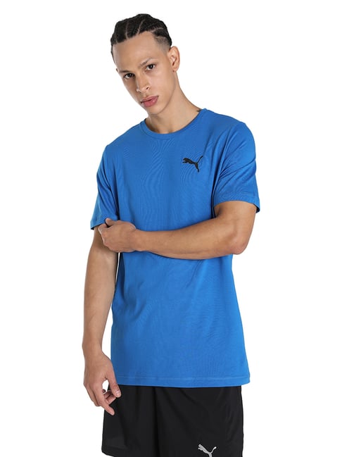 Puma Royal Blue Cotton Regular Fit T-Shirt