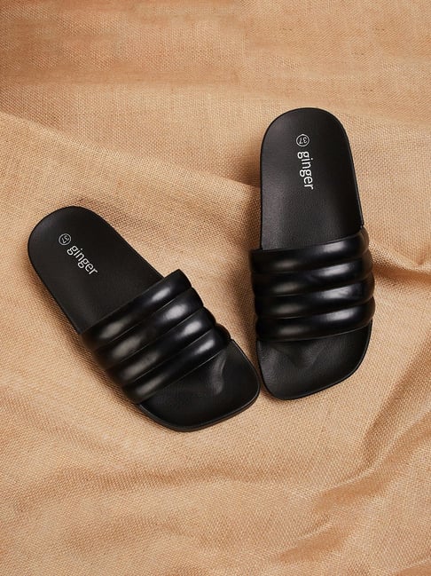 Black discount fashion slides