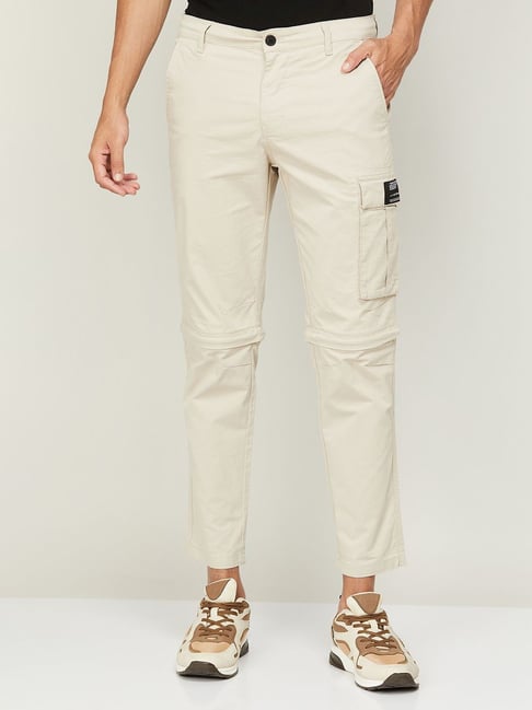 BOSSINI Beige Slim Tapered Fit Trousers