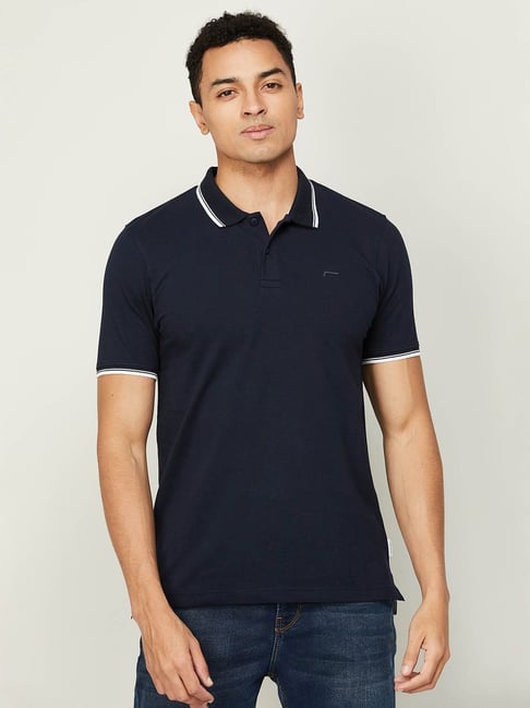 Fame Forever by Lifestyle Navy Regular Fit Polo T-Shirt