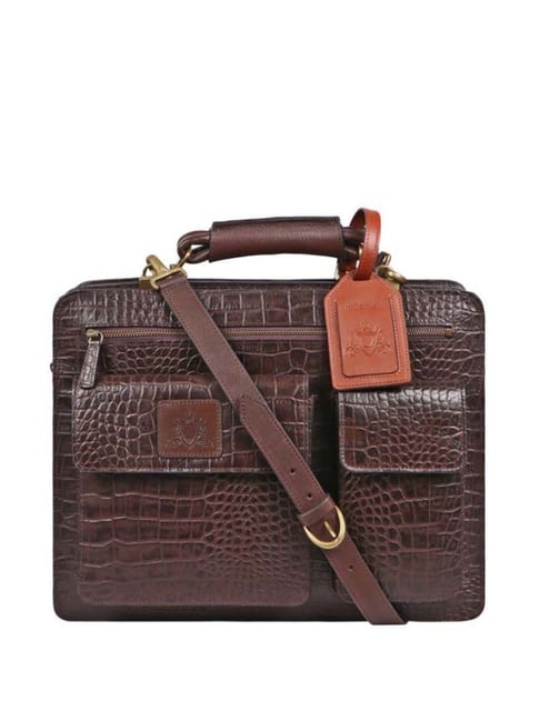 Hidesign Brown Leather Medium Laptop Messenger Bag