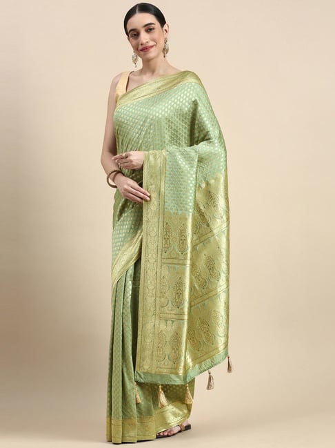 Mohey Green Woven Saree With Unstitched Blouse Price in India