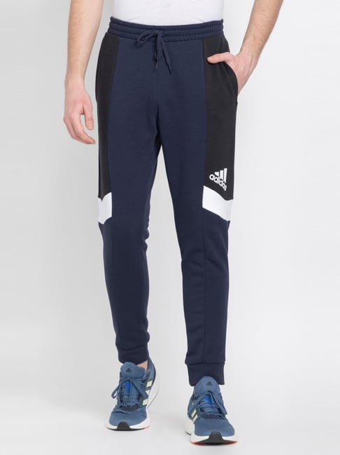 Adidas Blue & Black Regular Fit Colour Block Trackpants-picture-25