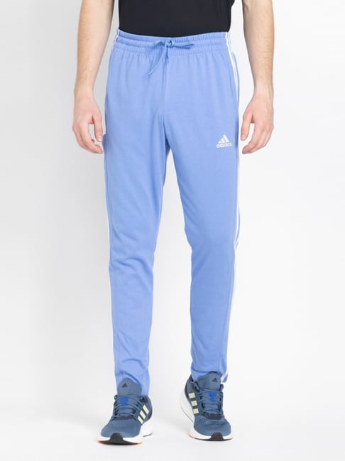 Buy Adidas Blue Regular Fit Striped Trackpants for Mens Online