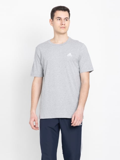 Adidas Grey Cotton Regular Fit Texture Sports T-Shirt-picture-40