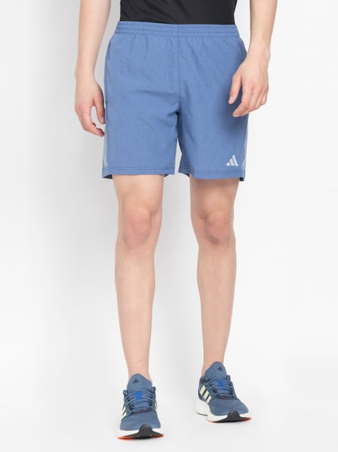 Adidas Blue Regular Fit Checks Sports Shorts