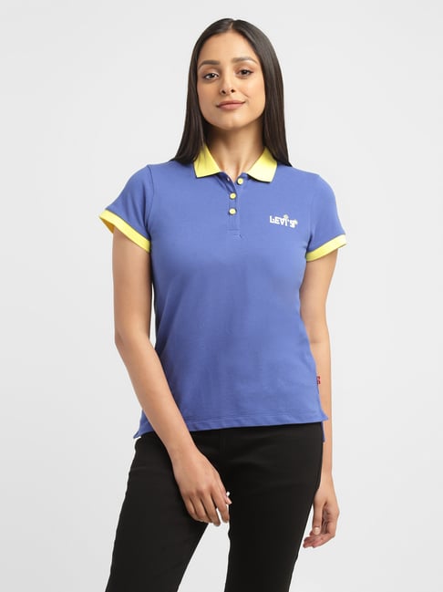 Levi's Blue Cotton Logo Print Polo T-Shirt