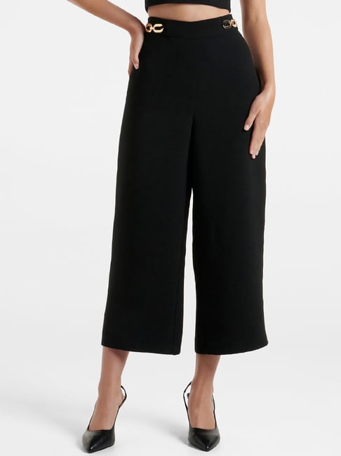 Forever New Black Regular Fit High Rise Culottes