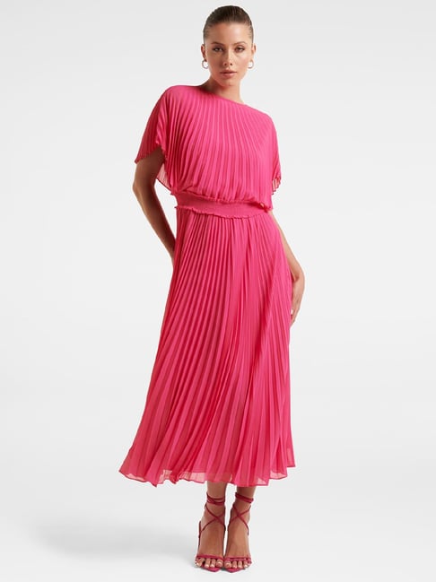 Dark Pink Satin Wrap Dress | Double Second | SilkFred