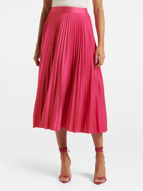 Forever New Pink Midi Pleated Skirt Price in India