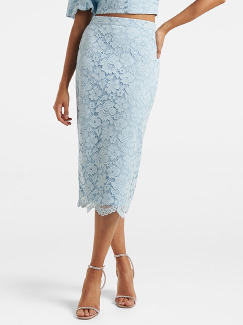Forever New Blue Lace Midi Skirt Price in India