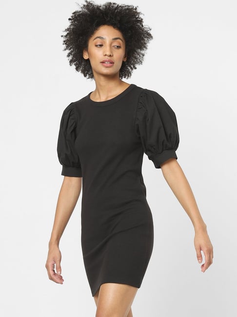 Only Black Cotton Slim Fit Bodycon Dress Price in India