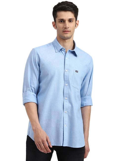 Buy Arrow Light Blue Cotton Slim Fit Shirts for Mens Online Tata CLiQ