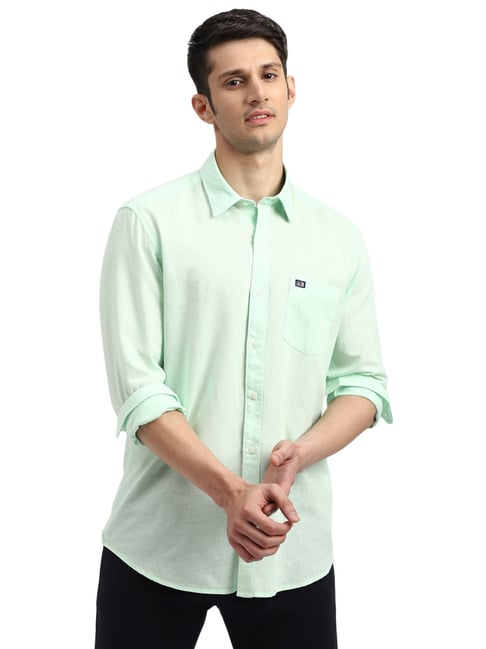 Buy Arrow Green Cotton Slim Fit Shirts for Mens Online @ Tata CLiQ