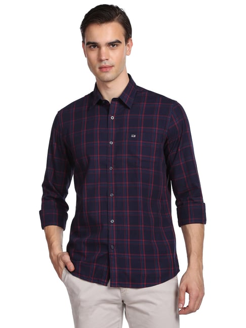 Arrow Blue Cotton Slim Fit Checks Shirt