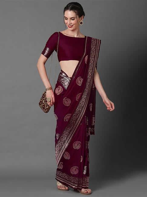 Saree - Grey Chiffon saree with Silver glitter worked lace for pleats Blouse  material - Reddish Maroon Velvet DM for purchase and furth... | Instagram