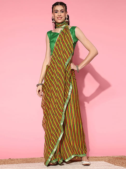 Saree Mall Green Saree With Unstitched Blouse Price in India