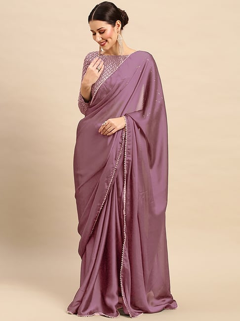 Saree Mall Purple Saree With Unstitched Blouse Price in India