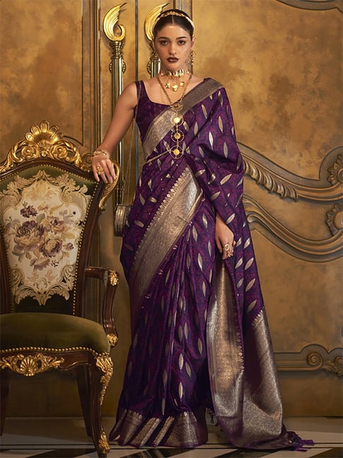 Buy Purple Color Banarasi Sarees Online at Indian Cloth Store