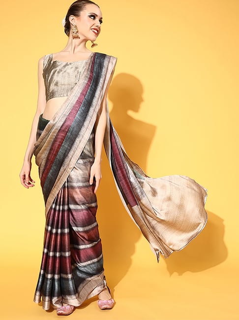 Saree Mall Multicolored Saree With Unstitched Blouse Price in India