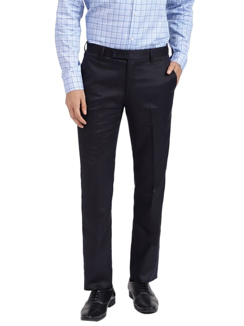 Buy Men Black Stripe Slim Fit Formal Trousers Online  746939  Peter  England