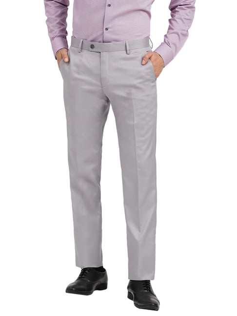 Men White Smart Tapered Fit Solid Formal Trousers – dennisonfashionindia