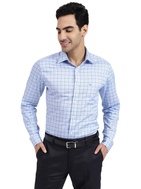 Arrow Blue Cotton Slim Fit Checks Shirt