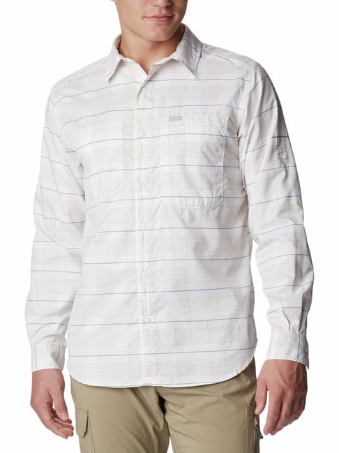 Columbia Men White Silver Ridge Utility Lite Plaid LS Shirt