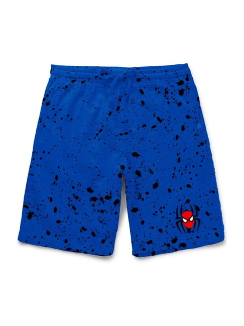 Bonkids Kids Blue Cotton Printed Spiderman Shorts