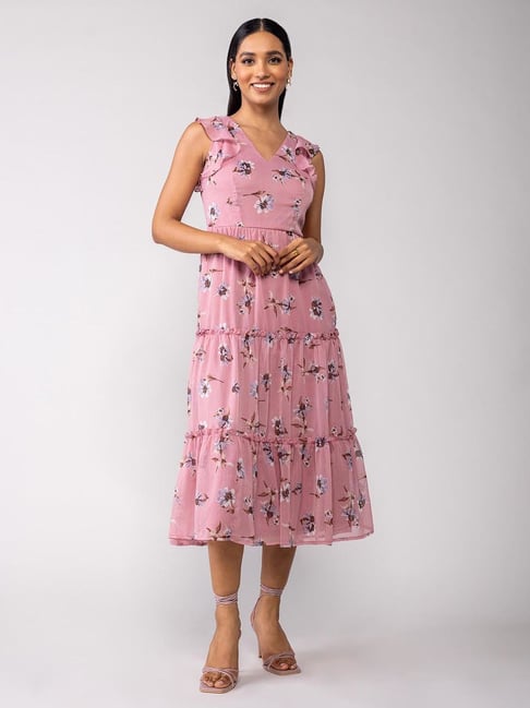 Twenty Dresses Pink Floral Print A-Line Dress Price in India