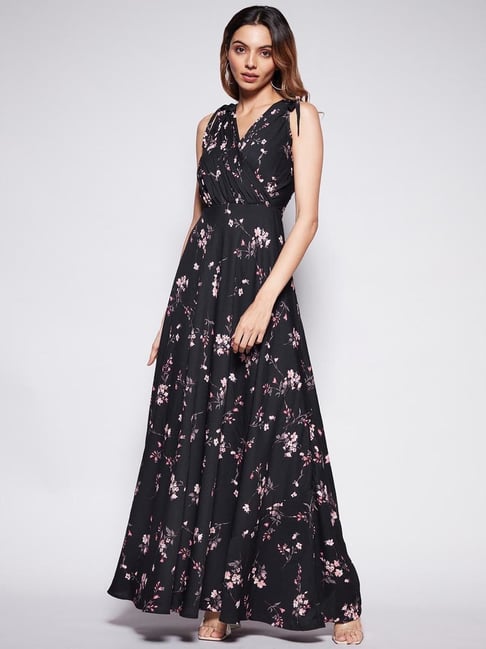Black Floral Maxi Dress - Chiffon Maxi Dress - Ruffled Maxi - Lulus