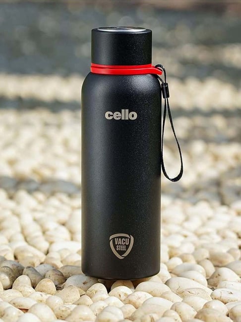 Buy Cello Black Double Walled Water Bottle With Dtp Coating