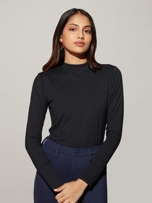 Black High Neck Top