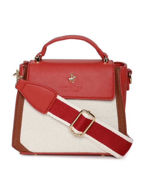 Buy Beverly Hills Polo Club Red Beige Color Block Satchel