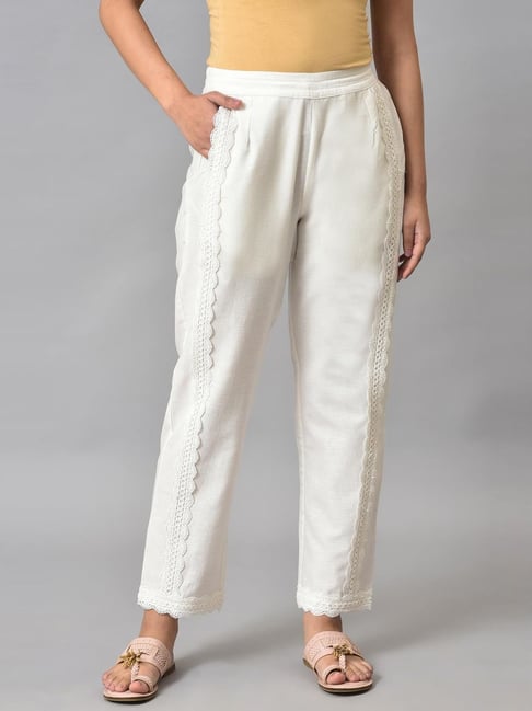 Buy W White Embroidered Pants for Women Online @ Tata CLiQ