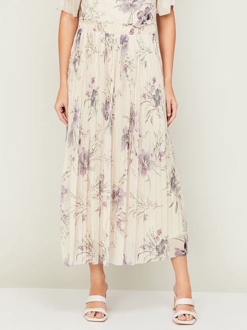 Code by Lifestyle Beige Printed A-Line Skirt Price in India