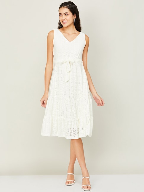 Code by Lifestyle Off-White A-Line Dress Price in India
