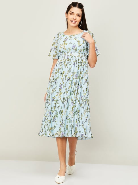 Code by Lifestyle Blue Printed A-Line Dress Price in India