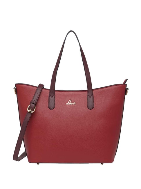Lavie Red Solid Large Tote Handbag Price in India