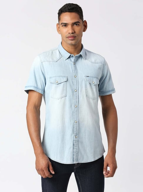 Canyon Of Heroes Men's Big Sky Stretch Light Blue Snap Shirt WS23000 | Blue  denim shirt, Light blue denim, Casual button down shirts