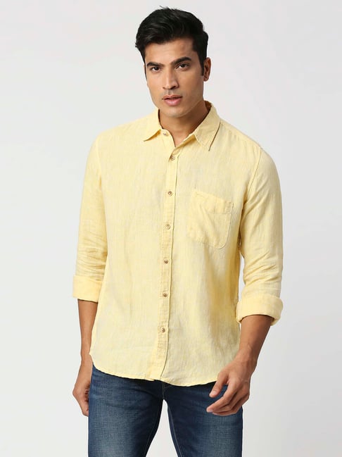 Pepe Jeans MAC Yellow Regular Fit Linen Shirt