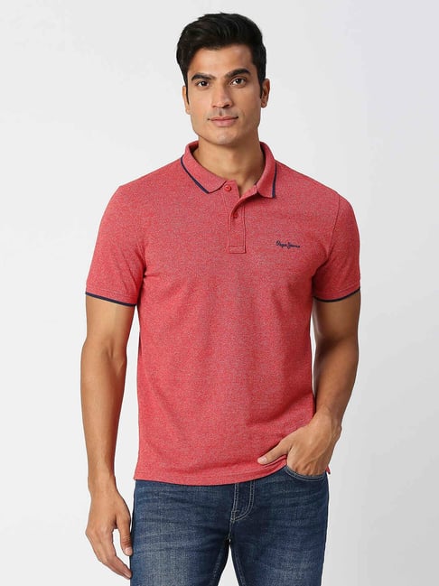 Pepe Jeans QUANTRA Red Regular Fit Polo T-Shirt