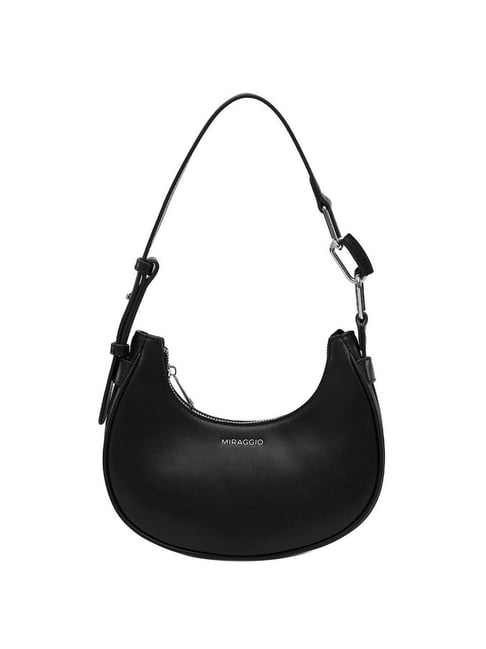 Miraggio Black Solid Small Hobo Shoulder Bag