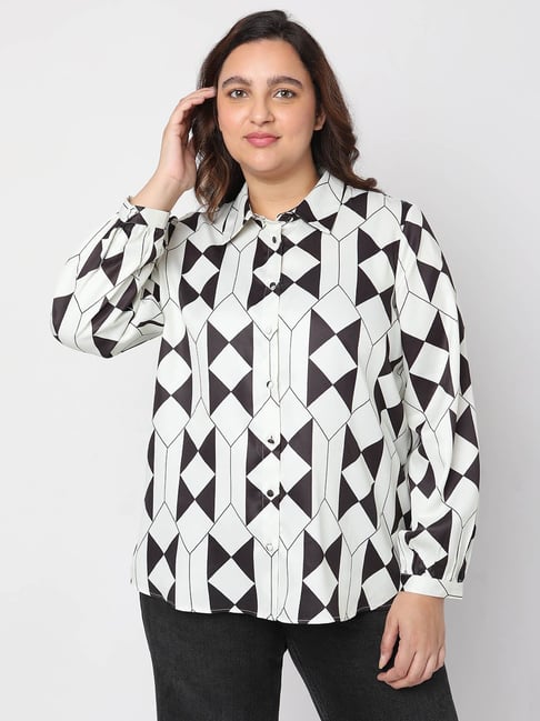 Vero Moda Curve White & Black Printed Shirt-picture-42