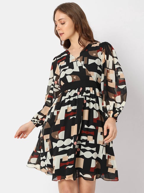 Vero Moda Multicolor Printed Fit & Flare Dress