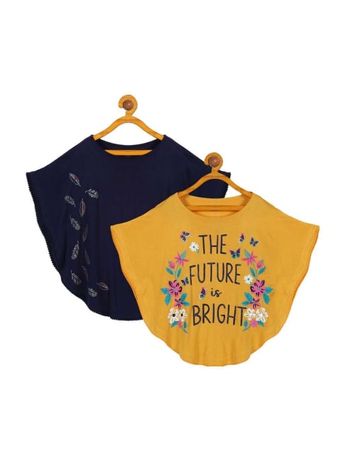 Plum Tree Kids Navy & Yellow Printed Top (Pack of 2)-picture-38