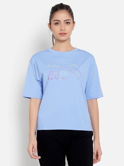 Anta Blue Cotton Printed Sports T-Shirt-picture-40