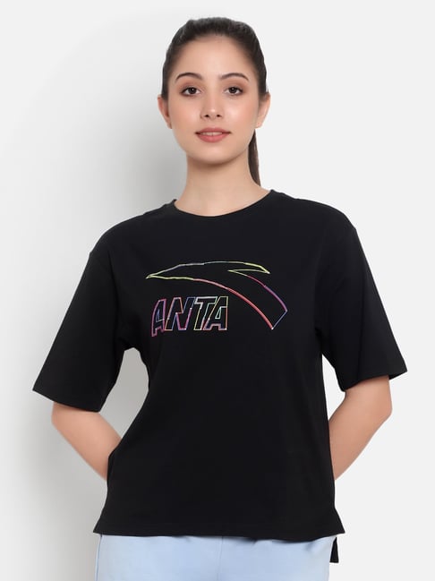 Anta Black Cotton Printed Sports T-Shirt-picture-16